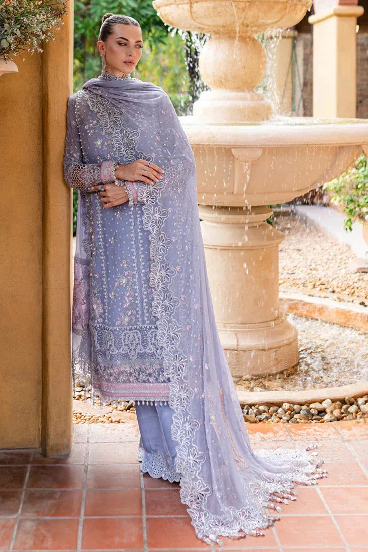 Light lavender formal suit with sequined chiffon and organza, includes dupatta and trousers – view 8 – Poshaq