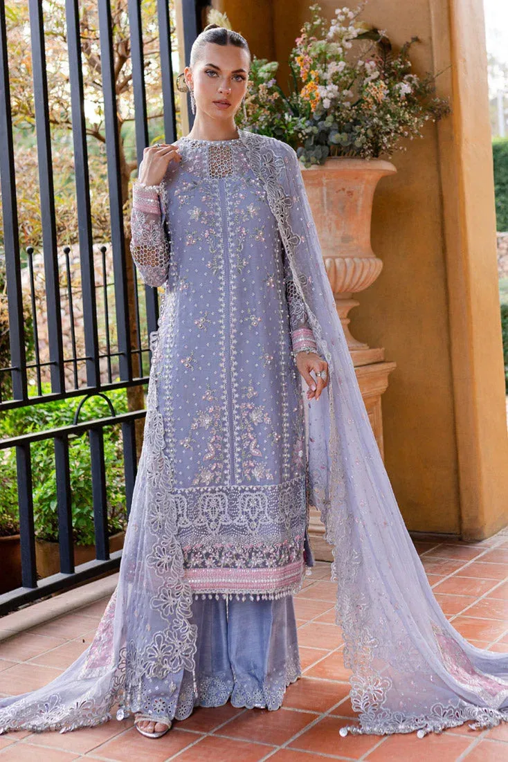 Light lavender formal suit with sequined chiffon and organza, includes dupatta and trousers – view 9 – Poshaq