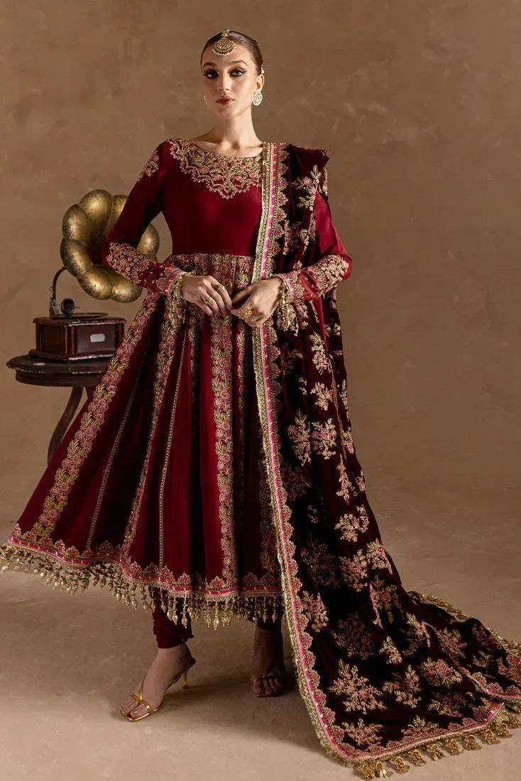 Marjjan De Rose Velvet Maroon Raw Silk – view 1 – Poshaq