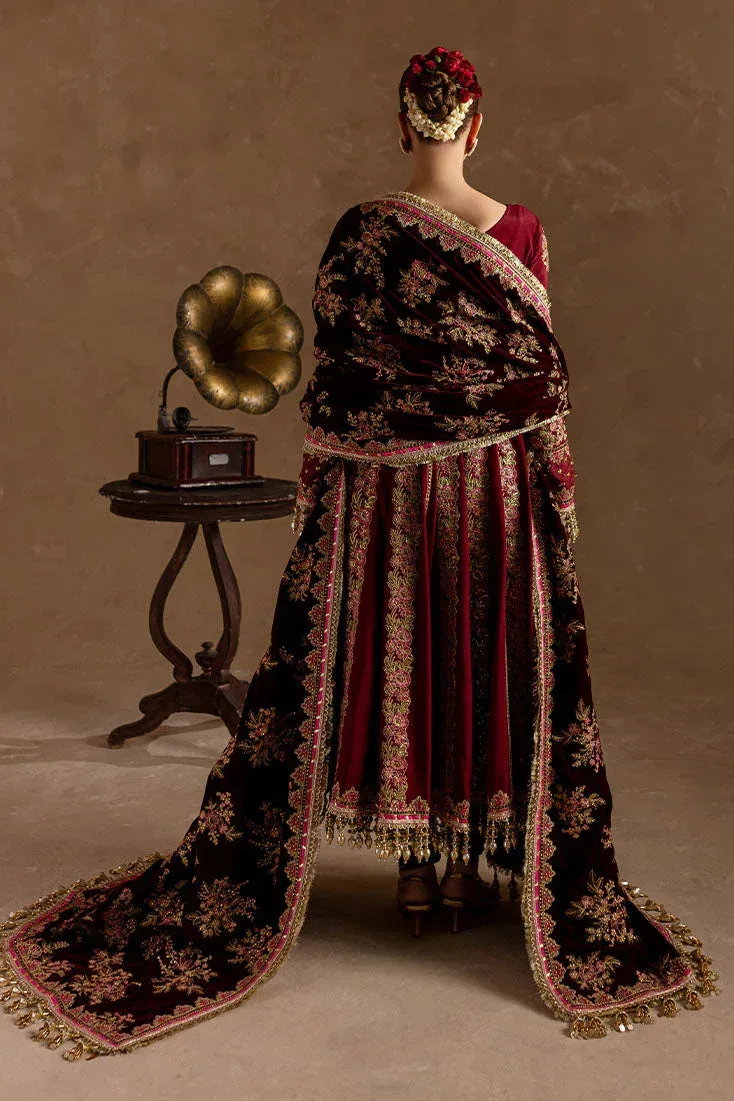 Marjjan De Rose Velvet Maroon Raw Silk – view 2 – Poshaq