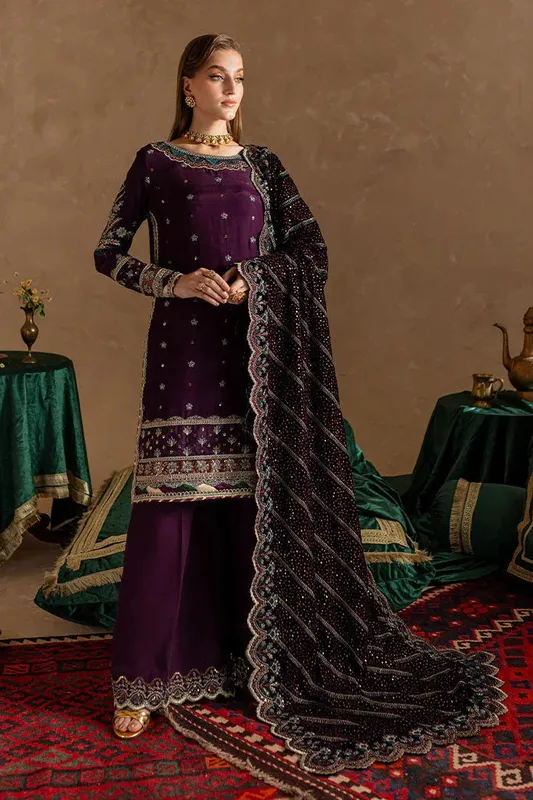 Marjjan De Rose Velvet Deep Purple Raw Silk – view 1 – Poshaq