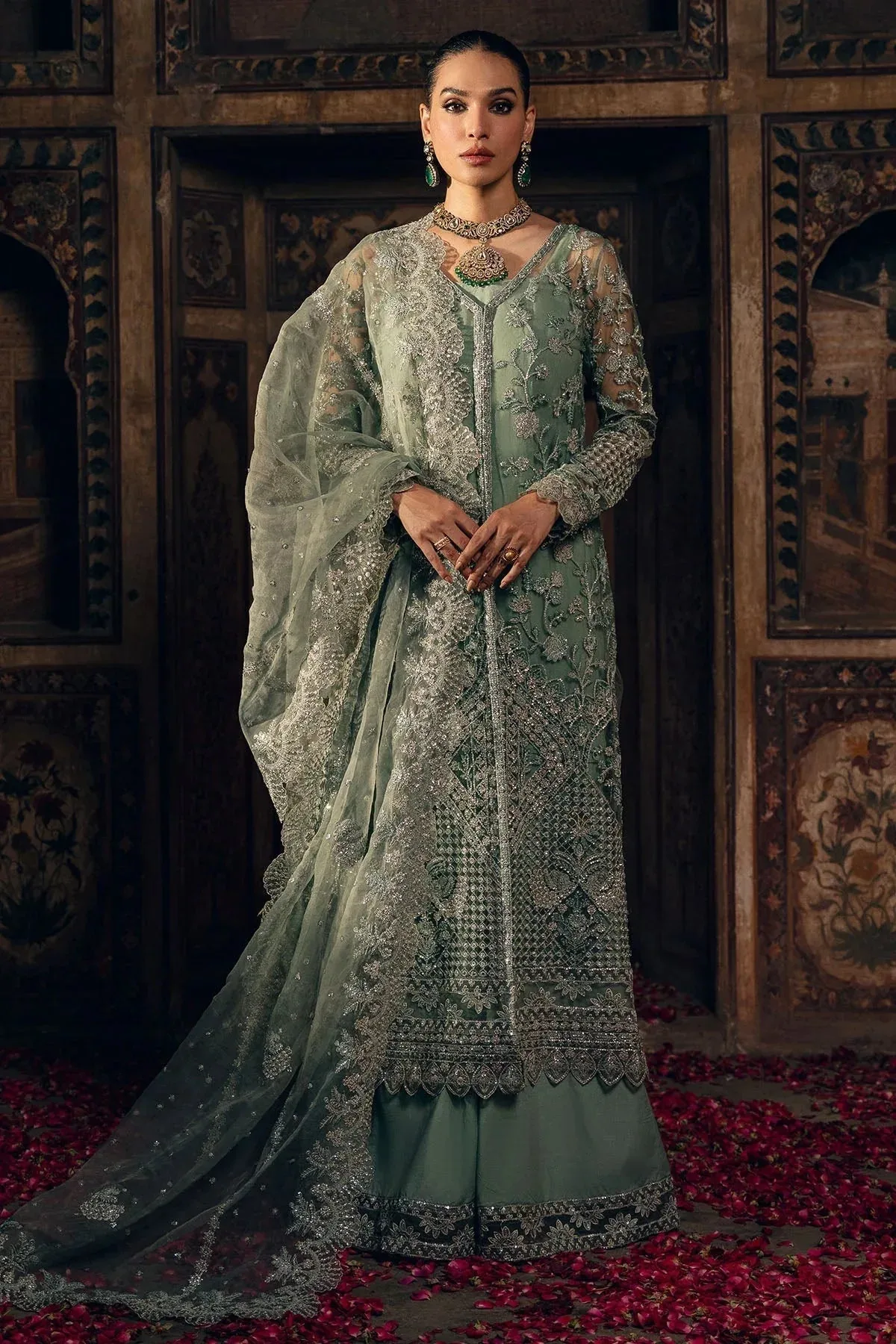 Motifz Luxury Formals Sea Green Organza – view 1 – Poshaq
