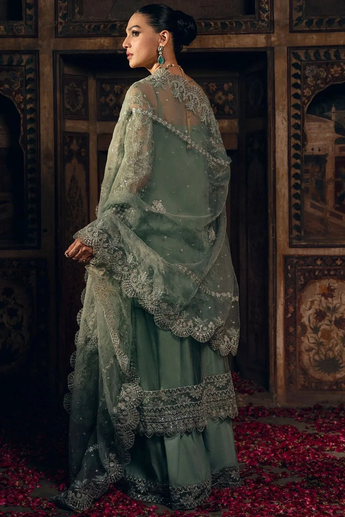 Motifz Luxury Formals Sea Green Organza – view 2 – Poshaq