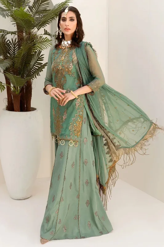 Motifz Luxury Formals Sea Green Chiffon – view 1 – Poshaq