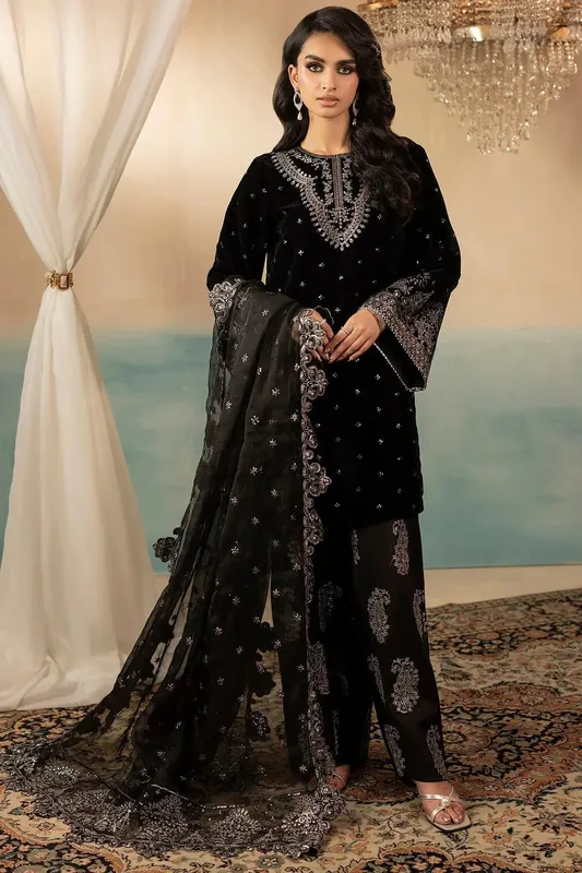 Motifz Premium Winter 25 Black Organza – view 1 – Poshaq
