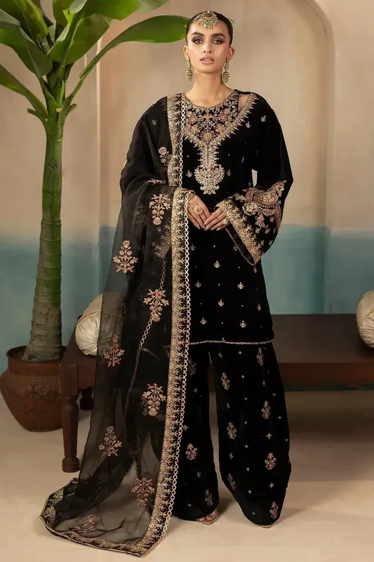 Motifz Premium Winter 25 Black Organza – view 1 – Poshaq
