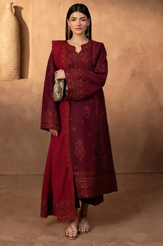 Motifz Premium Winter 25 Maroon Khaddar – view 1 – Poshaq