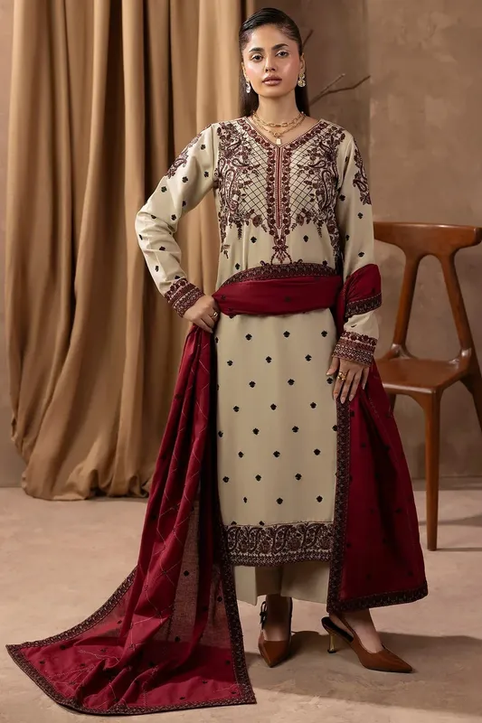 Motifz Premium Winter 25 Beige Khaddar – view 1 – Poshaq