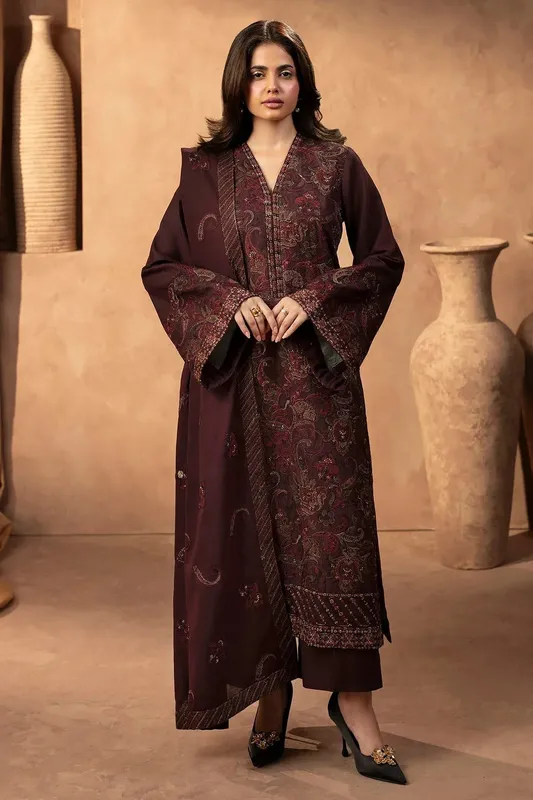 Motifz Premium Winter 25 Chocolate Brown Khaddar – view 1 – Poshaq