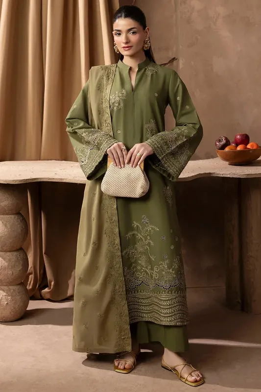 Motifz Premium Winter 25 Mehndi Khaddar – view 1 – Poshaq
