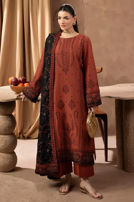 Motifz Premium Winter 25 Rust Khaddar – view 1 – Poshaq