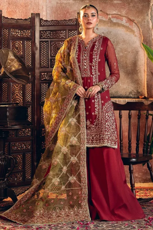 Motifz Luxury Formal Red Organza – view 1 – Poshaq