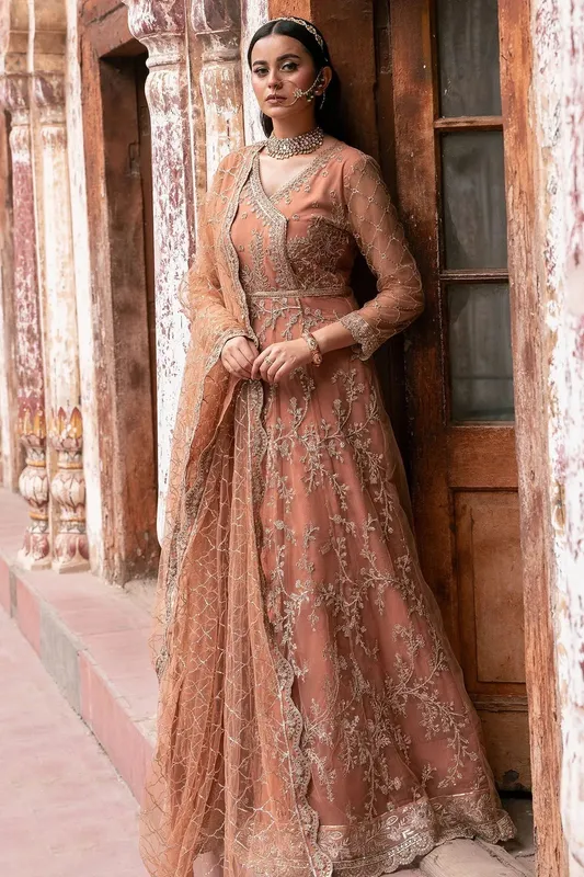 Motifz Luxury Formal peach Silk – view 1 – Poshaq