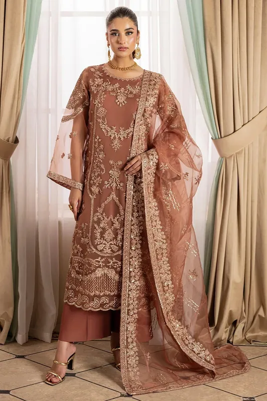 Motifz Luxury Formal peach Organza – view 1 – Poshaq