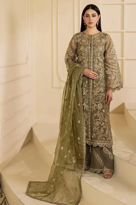 Motifz Luxury Formal green Organza – view 1 – Poshaq