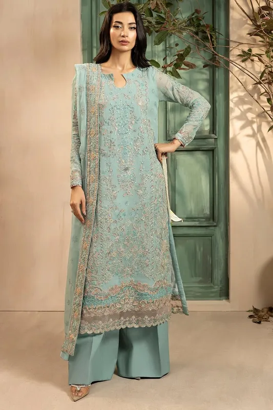 Motifz Luxury Formal ferozi Chiffon – view 1 – Poshaq