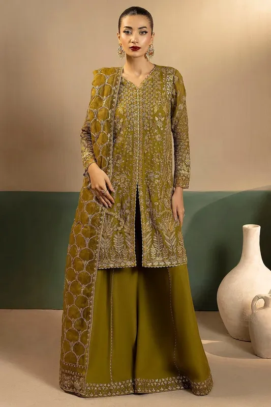 Motifz Luxury Formal mehndi Organza – view 1 – Poshaq