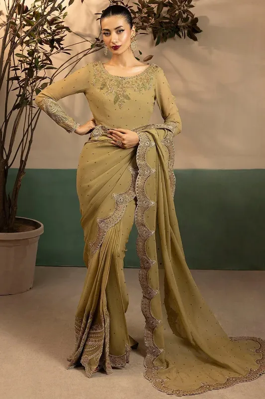 Motifz Luxury Formal Beige Chiffon – view 1 – Poshaq