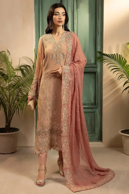Motifz Luxury Formal blush pink Chiffon – view 1 – Poshaq