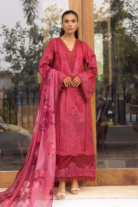 Motifz Premium Lawn 25 Magenta Chiffon – view 1 – Poshaq