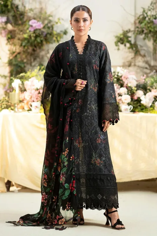 Motifz Premium Lawn 25 Black Chiffon – view 1 – Poshaq