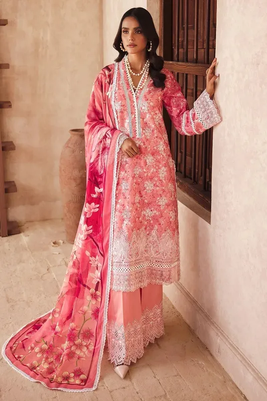 Motifz Premium Lawn 25 Coral Chiffon – view 1 – Poshaq