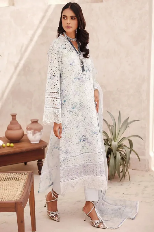 Motifz Premium Lawn 25 White Organza – view 1 – Poshaq