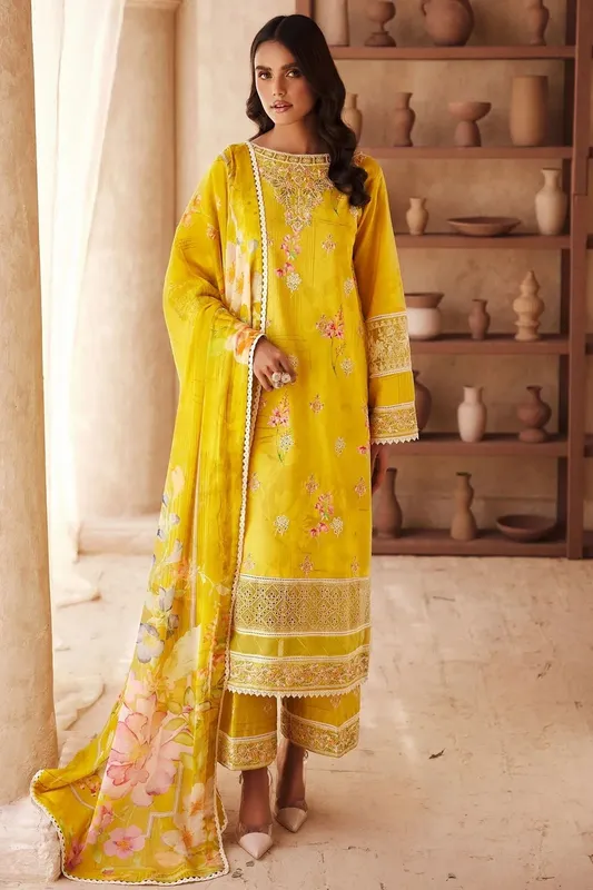 Motifz Premium Lawn 25 Yellow Chiffon – view 1 – Poshaq