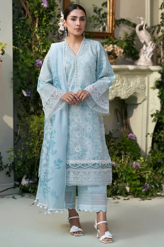 Motifz Premium Lawn 25 Ice Blue Cotton – view 1 – Poshaq
