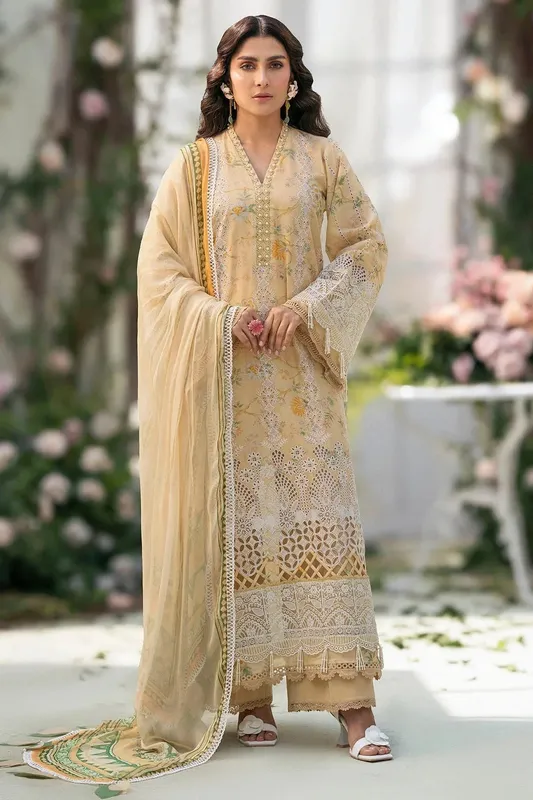 Motifz Premium Lawn 25 Pale Yellow Chiffon – view 1 – Poshaq