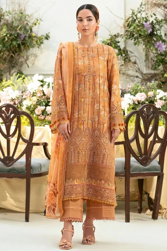 Motifz Premium Lawn 25 Orange Chiffon – view 1 – Poshaq