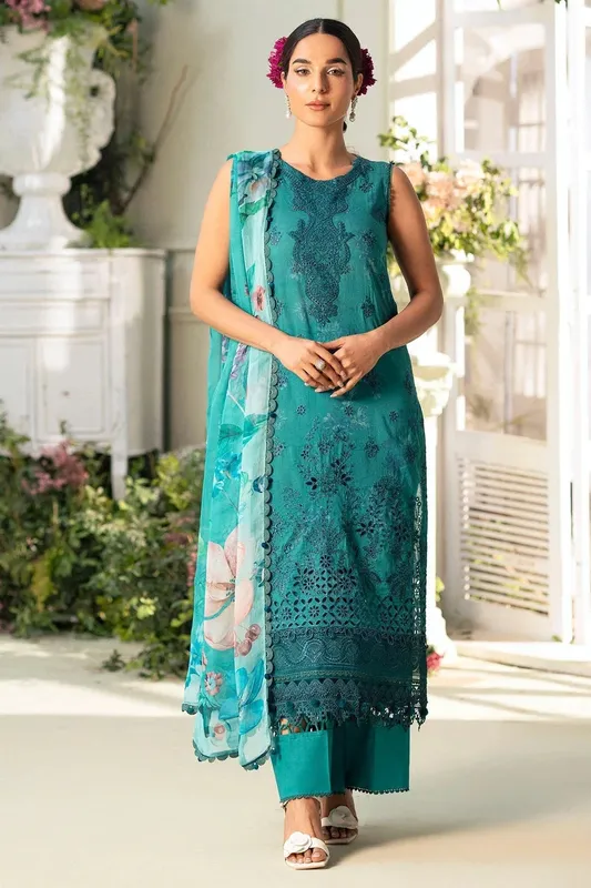 Motifz Premium Lawn 25 Teal Chiffon – view 1 – Poshaq