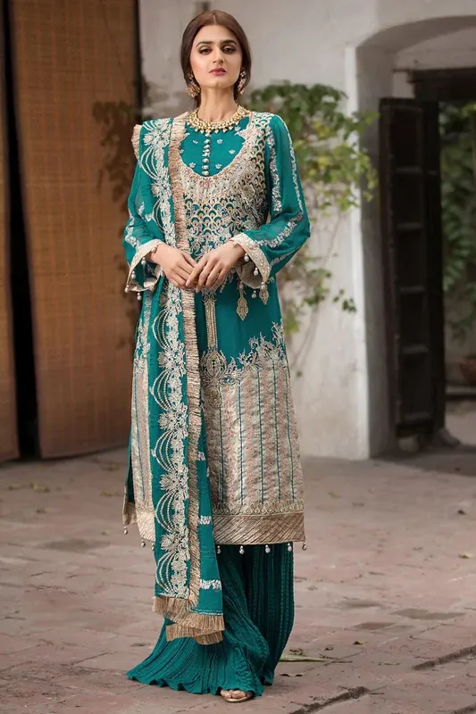 Motifz Luxury Formal Emerald Green Chiffon – view 1 – Poshaq