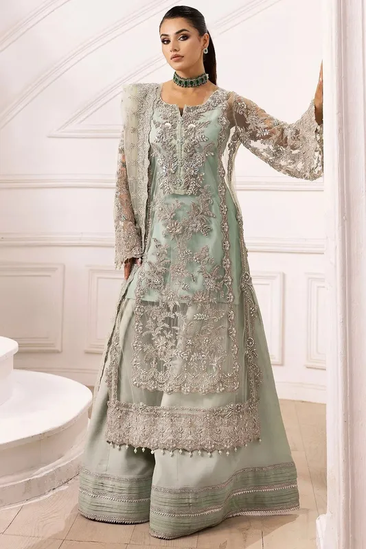 Motifz Luxury Formal Aqua Blue Organza – view 1 – Poshaq