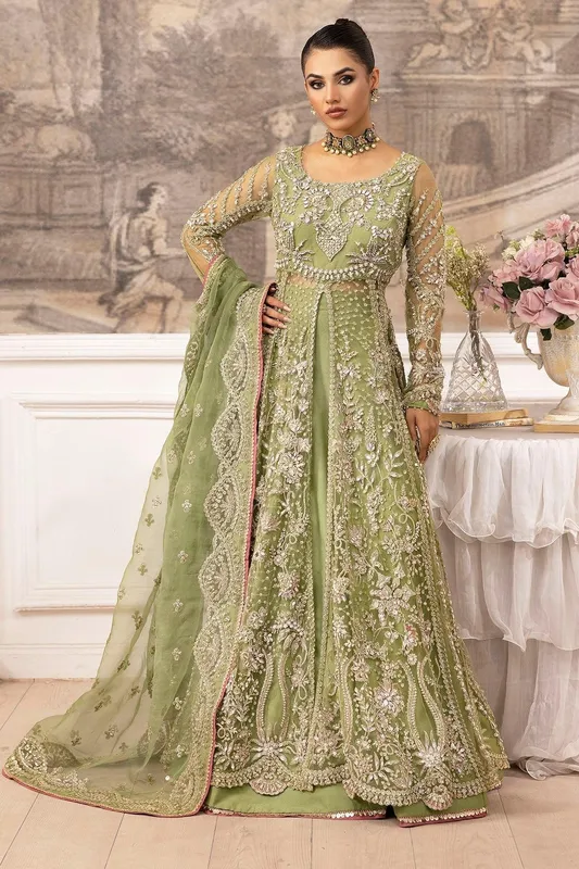 Motifz Luxury Formal Pistachio Green Organza – view 1 – Poshaq