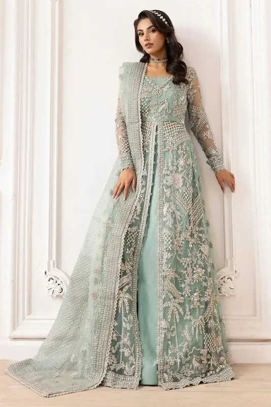Motifz Luxury Formal Aqua Blue Organza – view 1 – Poshaq