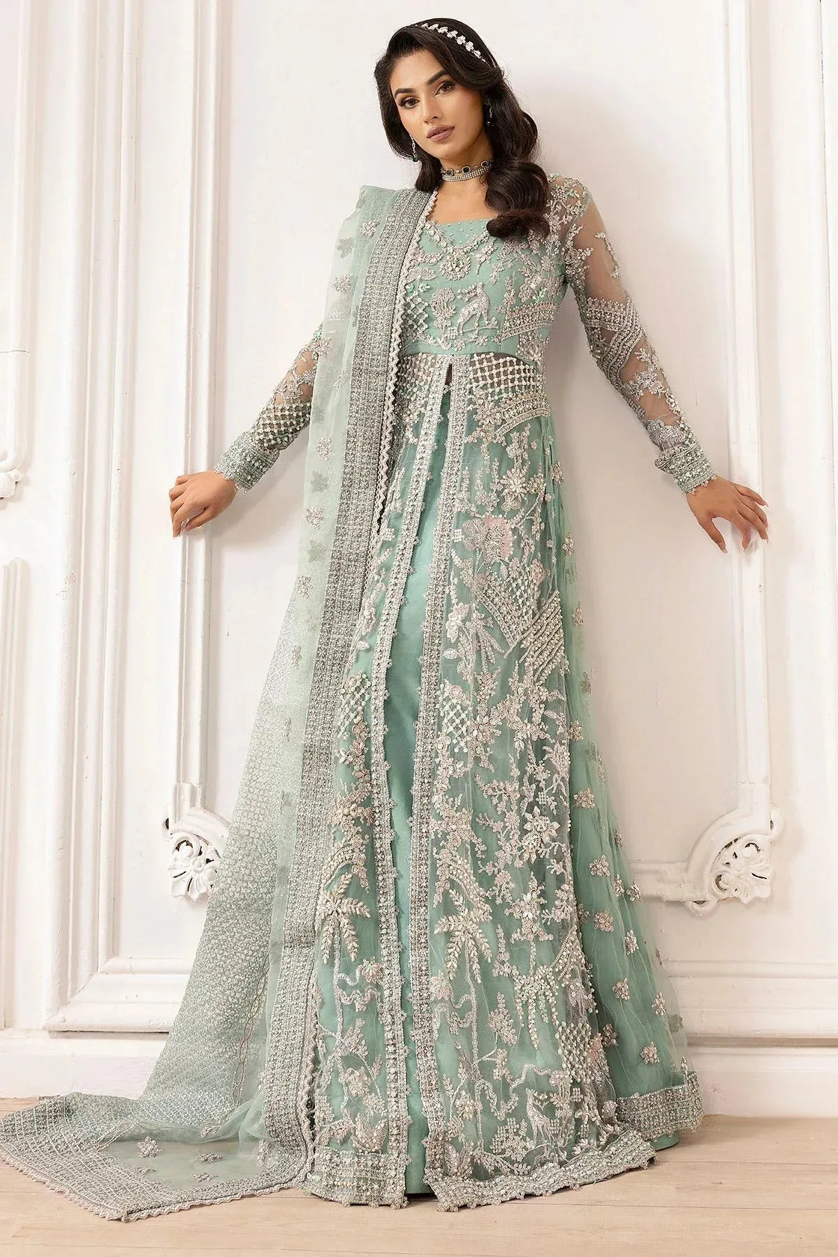 Motifz Luxury Formal Aqua Blue Organza – view 2 – Poshaq