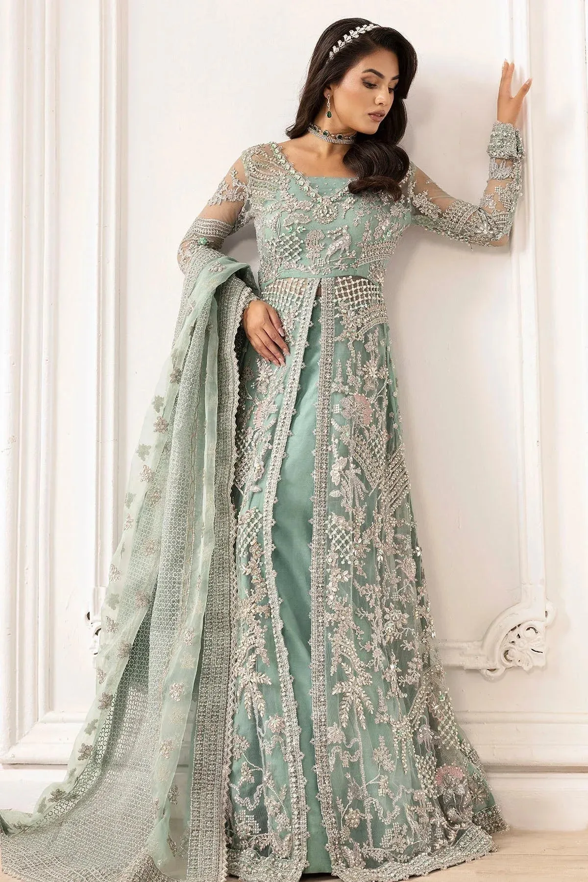 Motifz Luxury Formal Aqua Blue Organza – view 3 – Poshaq