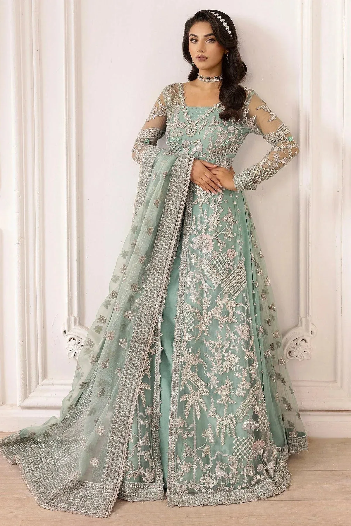 Motifz Luxury Formal Aqua Blue Organza – view 4 – Poshaq