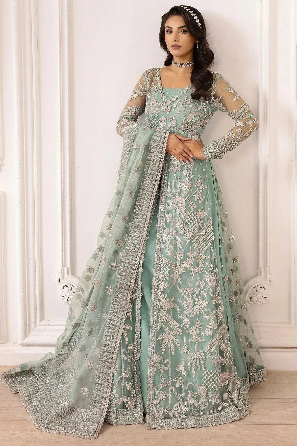Motifz Luxury Formal Aqua Blue Organza – view 5 – Poshaq