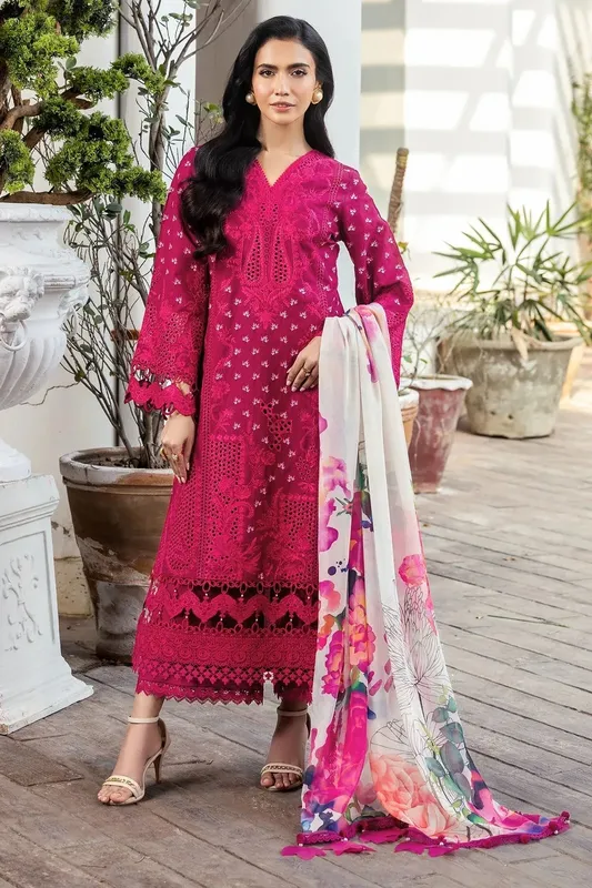 Motifz Premium Lawn 25 Lipstick Pink Cotton – view 1 – Poshaq
