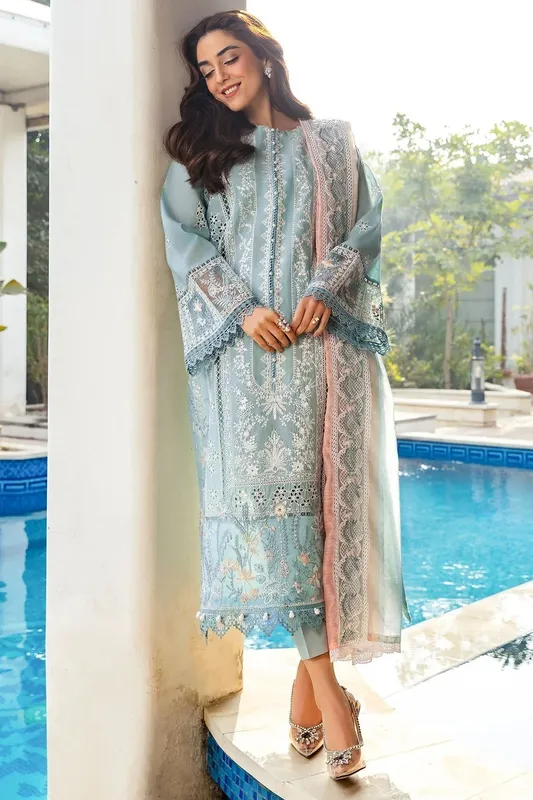 Motifz Premium Lawn 25 Sky Blue Cotton – view 1 – Poshaq
