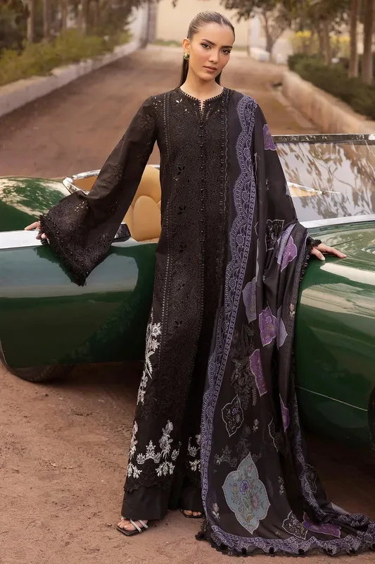 Motifz Premium Lawn 25 Black Chiffon – view 1 – Poshaq