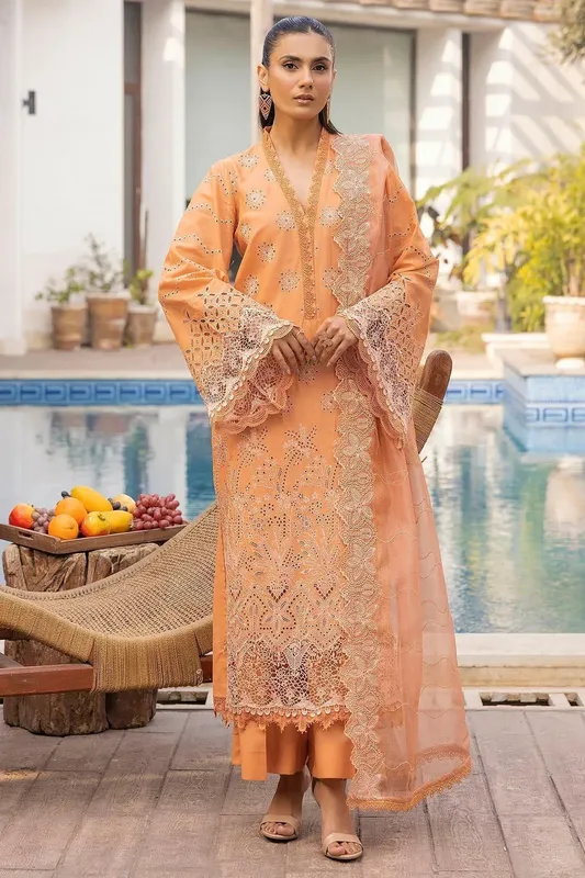 Motifz Premium Lawn 25 Peach Cotton – view 1 – Poshaq