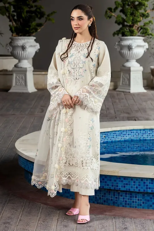 Motifz Premium Lawn 25 White Cotton – view 1 – Poshaq