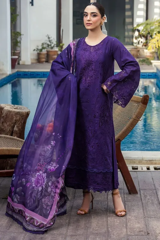 Motifz Premium Lawn 25 Dark Purple Cotton – view 1 – Poshaq