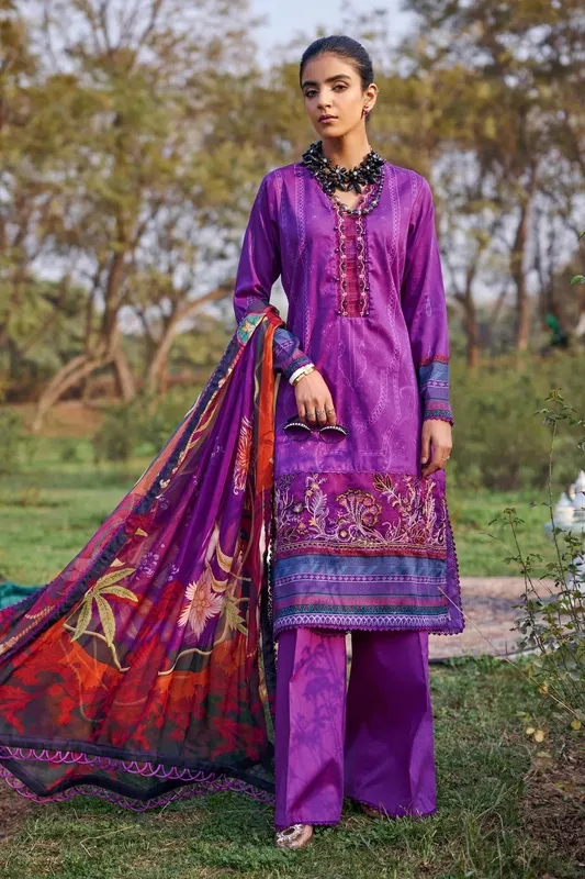 Motifz Umang Lawn Purple Chiffon – view 1 – Poshaq