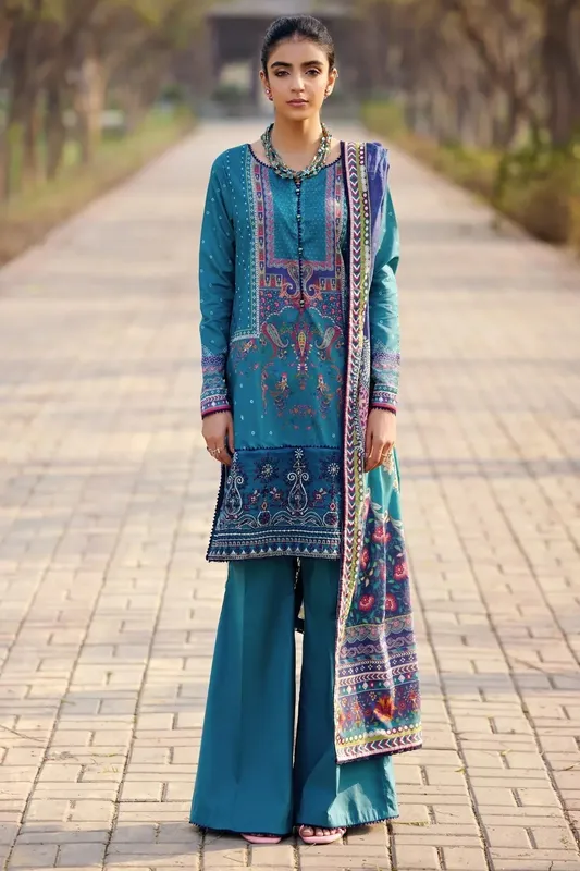 Motifz Umang Lawn Teal Cotton – view 1 – Poshaq