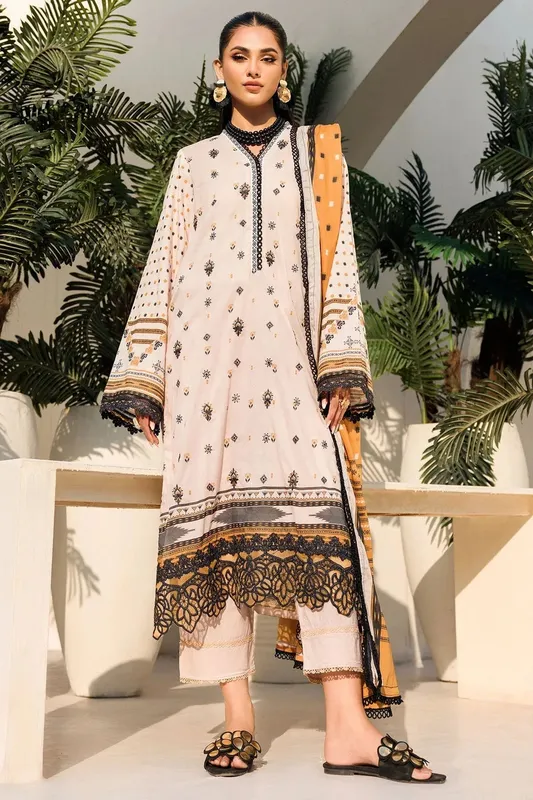 Motifz Umang Lawn Off White Cotton – view 1 – Poshaq