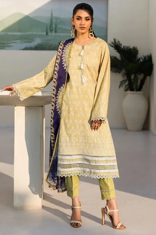 Motifz Umang Lawn Lime Yellow Cotton – view 1 – Poshaq